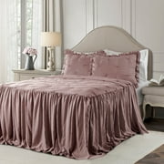 Lush Decor Ravello Pintuck Polyester Bedspread, Queen, Woodrose, 3-Pc Set