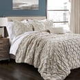 thumbnail image 1 of "Lush Decor Ravello Pintuck Solid Color Elastic Embroidery Comforter, Full/Queen, Wheat, 5-Pc Set", 1 of 11