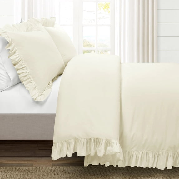 Lush Decor Reyna 100% Cotton Duvet Cover Ivory 3Pc Set King
