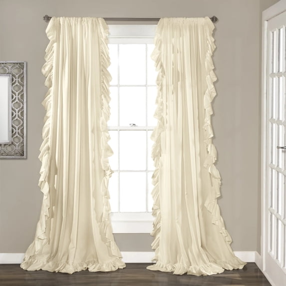 Lush Decor Reyna Ivory Window Curtains Panel Set for Living, Dining Room, Bedroom (Pair), 95” x 54, 2 Count