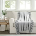 thumbnail image 1 of Lush Decor Reyna Soft Knitted Ruffle Throw Light Gray Single 50X60, 1 of 11