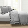 thumbnail image 1 of Lush Decor Reyna Stripe Ruffle Soft Reversible Oversized Comforter Gray/White 3Pc Set King, 1 of 6