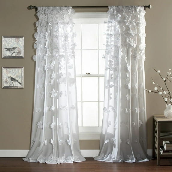 Lush Decor Riley Bow Ties 108" x 54" Textured White 3" Rod Pocket Single Window Panel