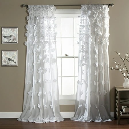 Lush Decor Riley Bow Ties 95" x 54" Solid White 3" Rod Pocket Single Window Panel