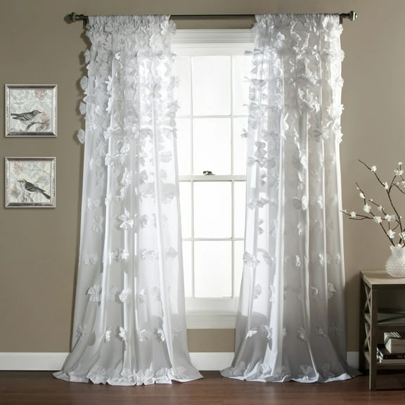 Lush Decor Riley Sheer 84" x 54" Solid White 100% Polyester 3" Rod Pocket Single Window Panel