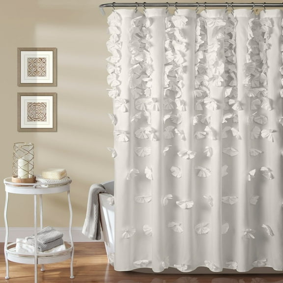 Lush Decor Riley Textured Shower Curtain, 72x72, White, Single