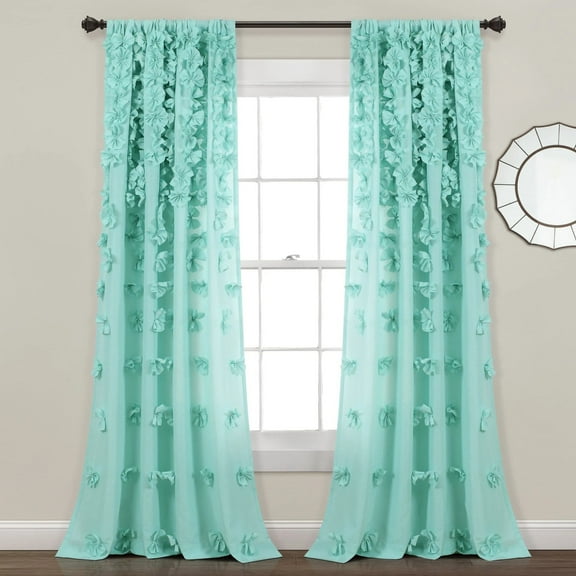 Lush Decor Riley Window Curtain Panel Aqua Single 54X95