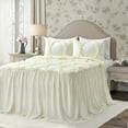 thumbnail image 1 of Lush Decor Riviera Ruffle Detail, Polyester Bedspread, King, Ivory, 3-Pc Set, 1 of 11