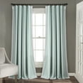 thumbnail image 1 of Lush Decor Rosalie Faux Linen Delicate Lace Edge Solid Color 3" Rod Pocket Light Filtering Window Curtain Panel, Blue, 84"L x 54"W, Set of 2, 1 of 11