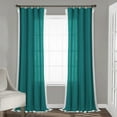 thumbnail image 1 of Lush Decor Rosalie Faux Linen Delicate Lace Edge Solid Color 3" Rod Pocket Light Filtering Window Curtain Panel, Turquoise, 95"L x 54"W, Set of 2, 1 of 11