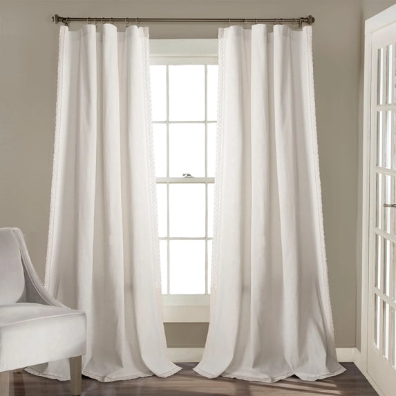 Lush Decor Rosalie White Solid Light Filtering Rod Pocket Window Curtain Panel, 54" x 108", 2 Panels