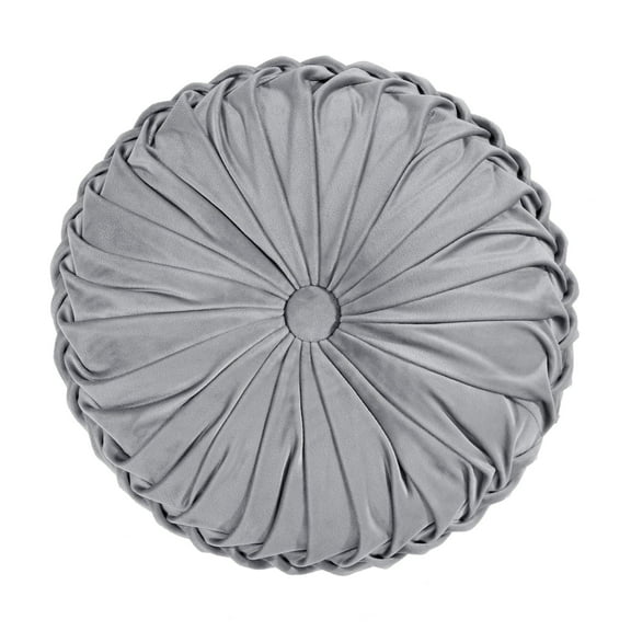 Lush Decor Round Pleated Soft Velvet Decorative Pillow - Dark Gray - Single - 15 Round