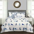 thumbnail image 1 of Lush Decor Rowley Birds Animal Print Reversible Quilt, Full/Queen, Navy, 7-Pc Set, 1 of 11