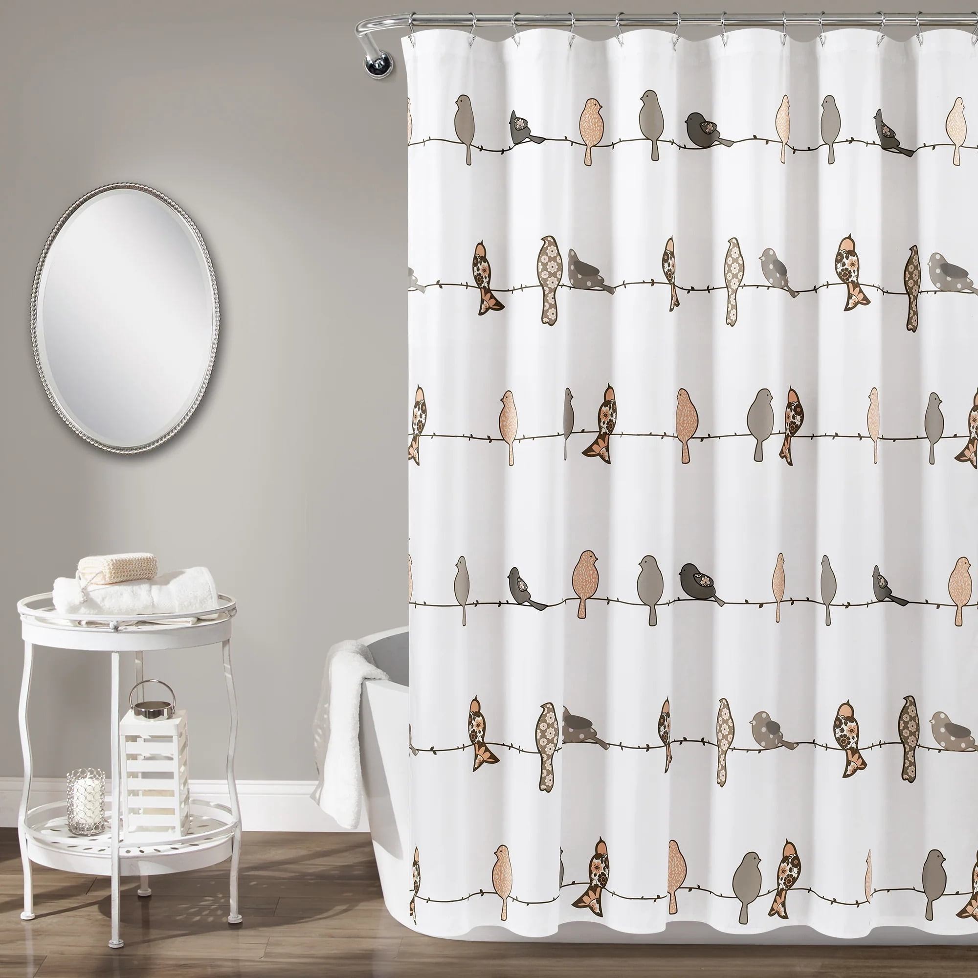 Lush Decor Rowley Birds Animal Print Shower Curtain, 72x72, Blush/Gray ...