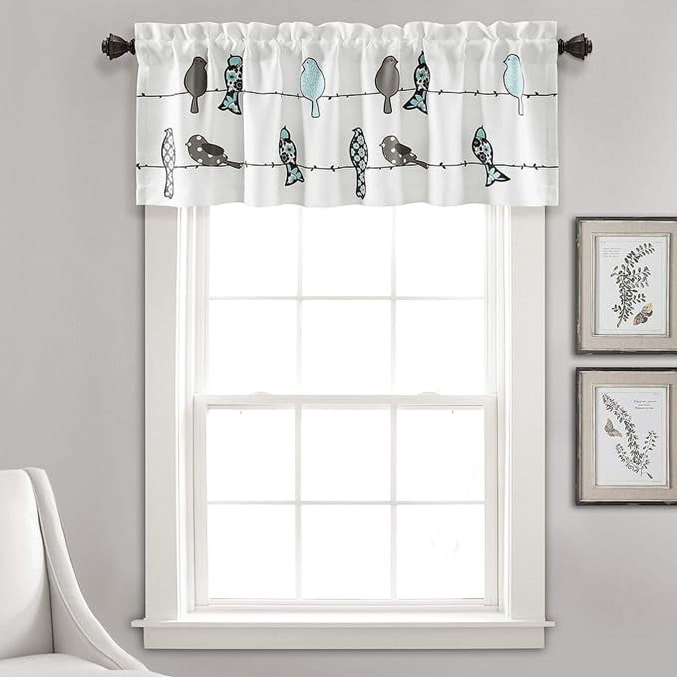Lush Decor Rowley Birds Light Filtering Curtains, 52"x63" Pair - Colorful Floral Bird Print