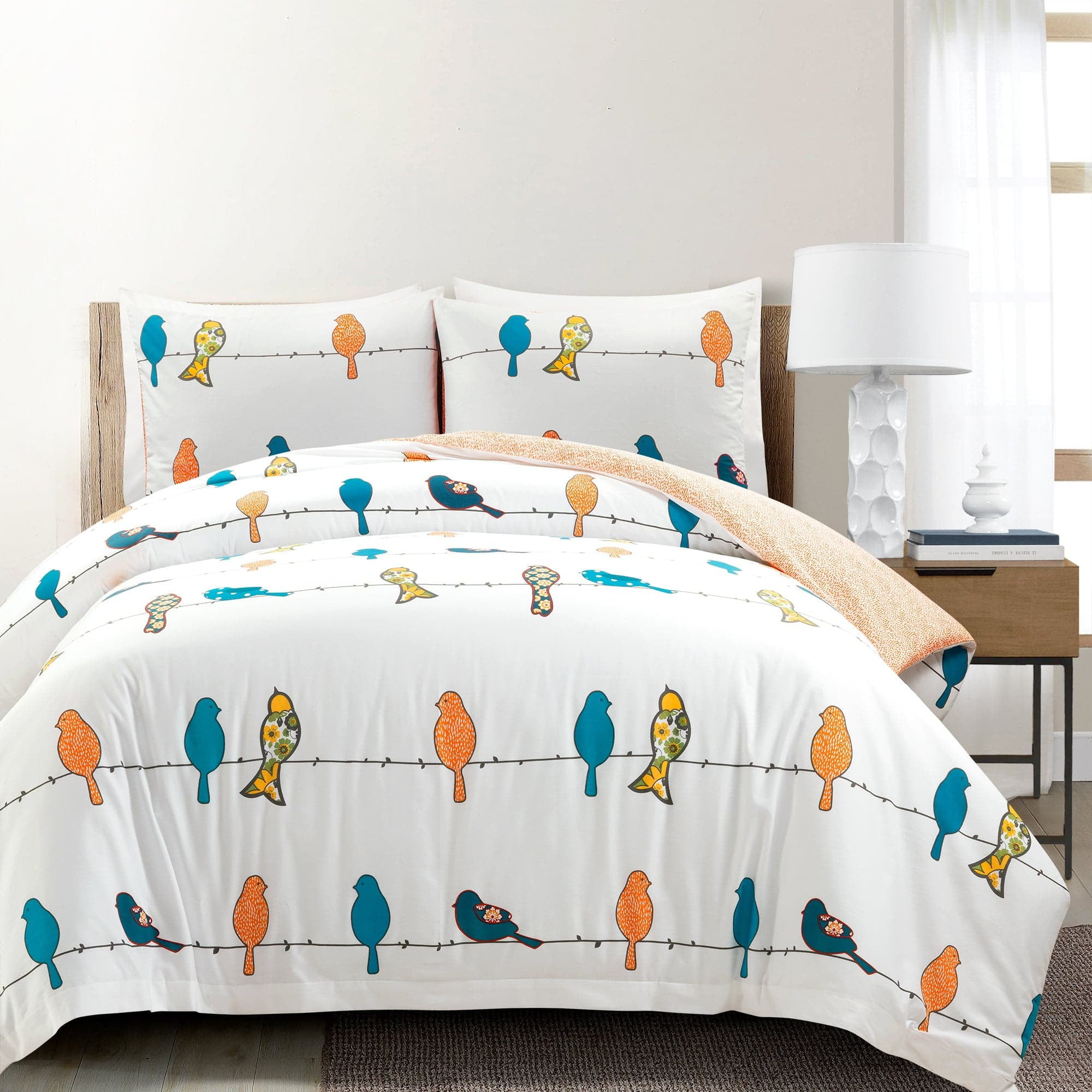 Rowley Birds Multicolor Cotton Full/Queen Duvet Cover Set