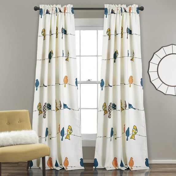 Lush Decor Rowley Birds Light Filtering Window Curtain Panel Set