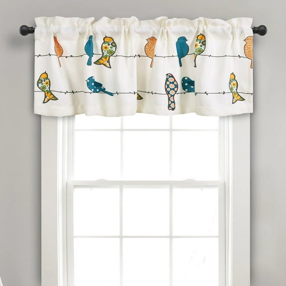 Lush Decor Rowley Birds Room Darkening 18" x 52" + 2" Header Animal print Multi 3" Rod Pocket Single Valance