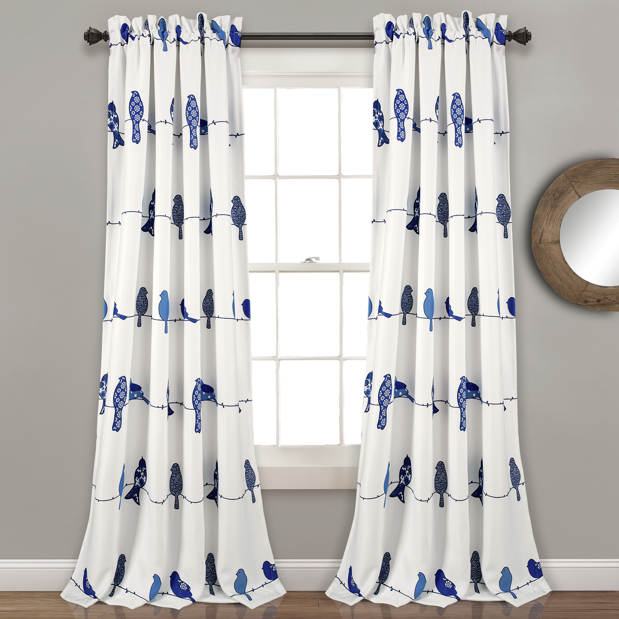 Lush Decor Rowley Birds Room Darkening Window Curtain Panels Set ...