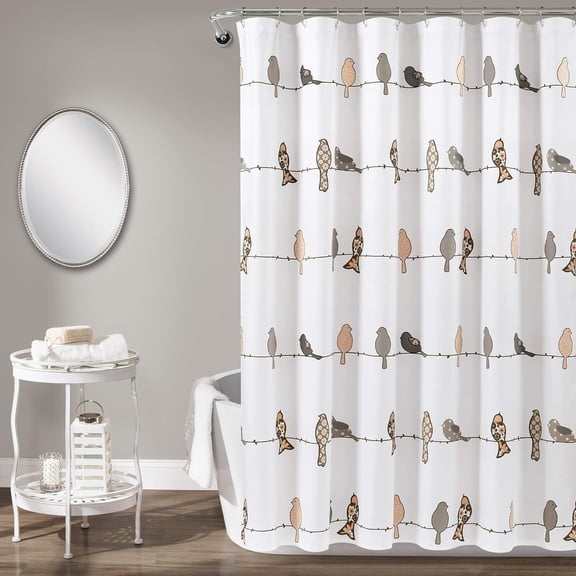 Lush Decor Rowley Birds Shower Curtain, 72” W x 72” L, Multi - Colorful Floral Bird Pattern - Whimsical & Playful Bird Shower Curtain - Farmhouse, Coastal, & Boho Bathroom Decor