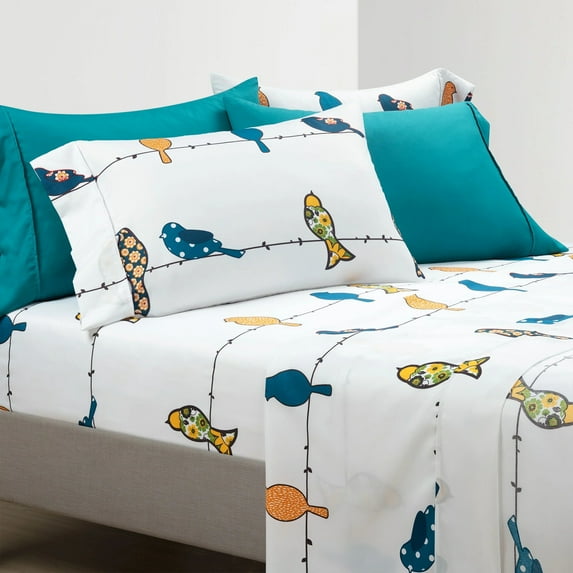 Lush Decor Rowley Birds Soft Sheet Set Multi 6Pc King