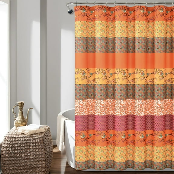 Lush Decor Royal Empire Stripe Shower Curtain, 72x72, Tangerine, Single