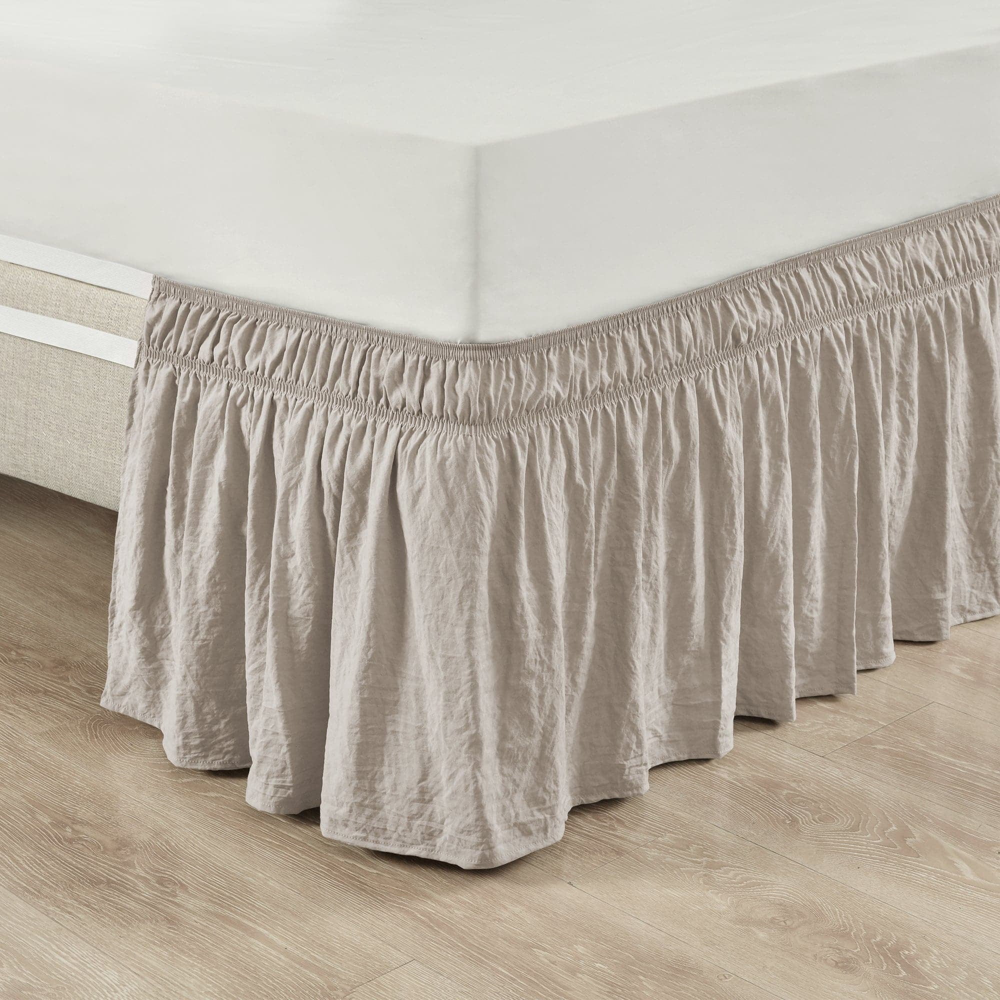 Neutral Polyester Ruched Ruffle Twin/Full Bed Skirt