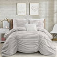 thumbnail image 1 of Lush Decor Ruching Ticking Stripe Textured Comforter, Full/Queen, Gray, 3-Pc Set, 1 of 11