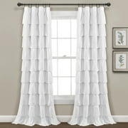 Lush Decor Ruffle 84 x 50 Solid White 3 Rod Pocket Single Window Panel Curtain