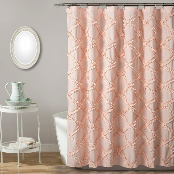 Lush Decor Ruffle Diamond Polyester Shower Curtain