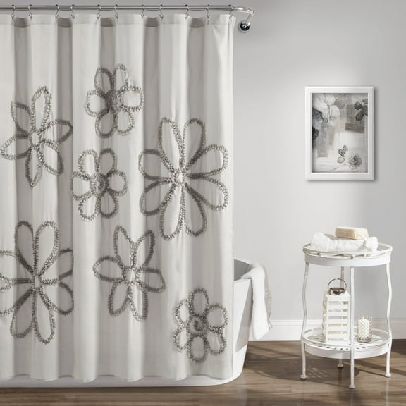 Lush Decor Ruffle Flower Shower Curtain, 72" x 72"