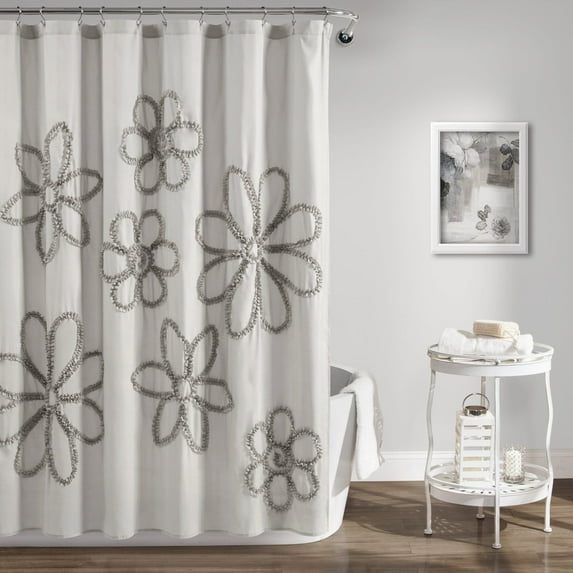 Lush Decor Ruffle Flower Shower Curtain, 72" x 72"