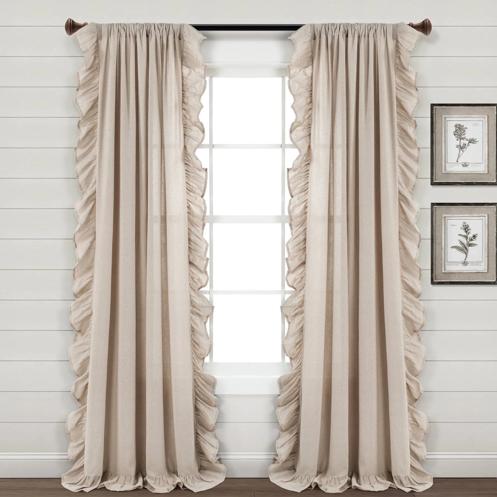 Lush Decor Ruffle Rod Pocket Blackout Curtain Panel, 54 in x 84
