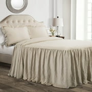 Lush Decor Ruffle Skirt 3-Piece Beige Bedspread Set