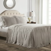 Lush Decor Ruffle Skirt 3-Piece Gray Bedspread Set