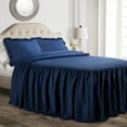 thumbnail image 1 of Lush Decor Ruffle Skirt Bedspread, King, Navy, 3-Pc Set, 1 of 11