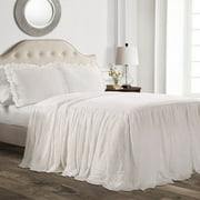 Lush Decor Ruffle Skirt Polyester Bedspread, Twin, White, 2-Pc Set