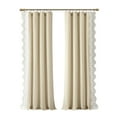 thumbnail image 1 of Lush Decor Scallop Edge Lace Border Window Curtain Panel, Single, 52" W x 84" L, Neutral & Off White - Lace Curtains - Scallop Lace Trim- Vintage Curtains For Bedroom, Living or Dining Room, 1 of 8