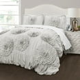 thumbnail image 1 of Lush Decor Serena Textured Polyester Ruffle Detail Comforter, King, Light Gray, 3-Pc Set, 1 of 11
