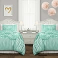 thumbnail image 1 of "Lush Decor Serena Textured Ruffle Detail Back To Campus Dorm Room Comforter, Twin-XL, Aqua, 2-Pc Set", 1 of 4