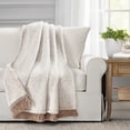 thumbnail image 1 of Lush Decor Sherpa Tassel Fringe Reversible Throw, 60x50, Neutral, Single, 1 of 11