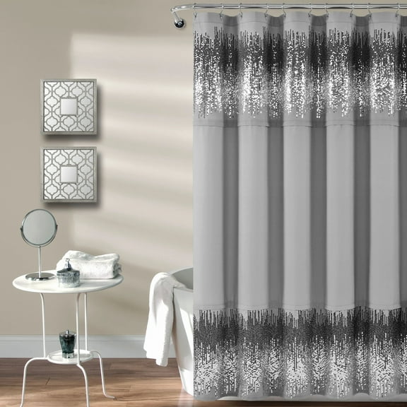 Lush Decor Shimmer Sequins Shower Curtain Dark Gray/Black Single 70X72