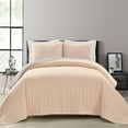 thumbnail image 1 of Lush Decor Soft Stripe All Season Solid Polyester Reversible Quilt, Full/Queen, Soft Rose/Light Gray, 3-Pc Set, 1 of 11