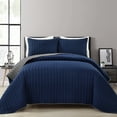 thumbnail image 1 of Lush Decor Soft Stripe All Season Solid Reversible Quilt, King, Gray/Navy, 3-Pc Set, 1 of 11