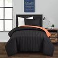 thumbnail image 1 of Lush Decor Soft Stripe All Season Solid Reversible Quilt, Twin XL, Black/Orange, 2-Pc Set, 1 of 11