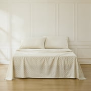 Lush Decor Sophie? Cotton Sheet Set 4 Piece Set Queen Neutral - Tan Bed Sheets - Teen Queen Sheets - Boho Medallion - Damask Print - Vintage Glam Decor