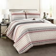 thumbnail image 1 of Lush Decor Southwest Stripe Reversible Oversized Quilt Brick Red/Neutral 3Pc Set Full/Queen, 1 of 9