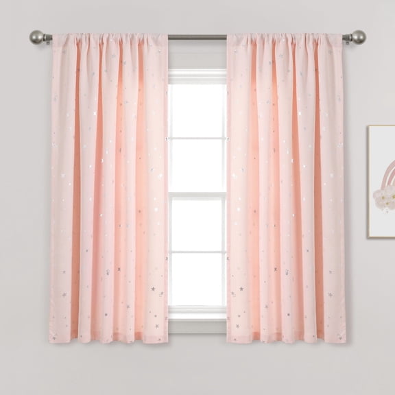 Lush Decor Star Blackout Window Curtain Panels Blush 52X63 Set