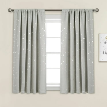 Star Blackout Window Curtain Panels Light Gray 52X63 Set