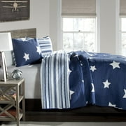 Lush Decor Star Geometric Cotton Reversible Quilt, Twin, Navy, 2-Pc Set